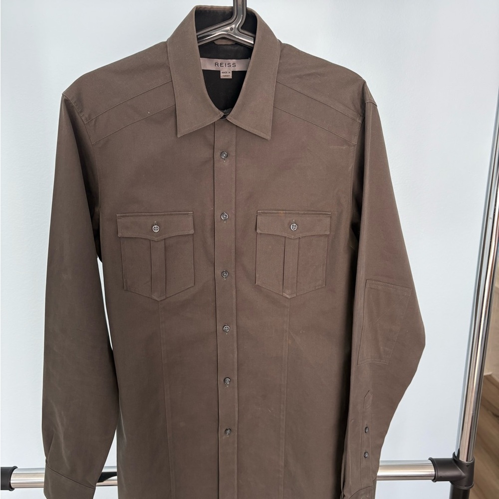Reiss Brown Casual Button Down Shirt with Collared Design